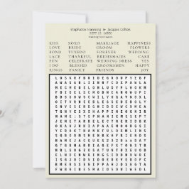 ミニマルな結婚式の案内ワードサーチ - ベージュ 招待状