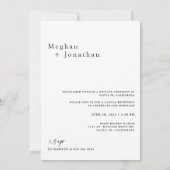 ミニマルな結婚式の非公開レセプション写真招待状 (裏面)