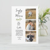 ミニマルな結婚式の3枚写真発表 招待状 (スタンド正面)