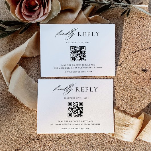 ミニマルな結婚式のQRコード返信カード 出欠カード