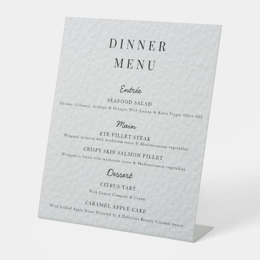 ミニマルな結婚式メニューポスター シンプルな結婚式 台座サイン (正面)