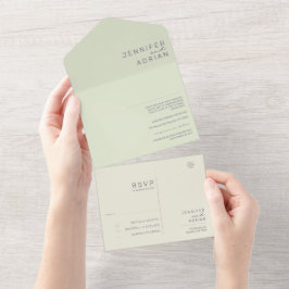 ミニマルな結婚式招待状 オールインワン招待状