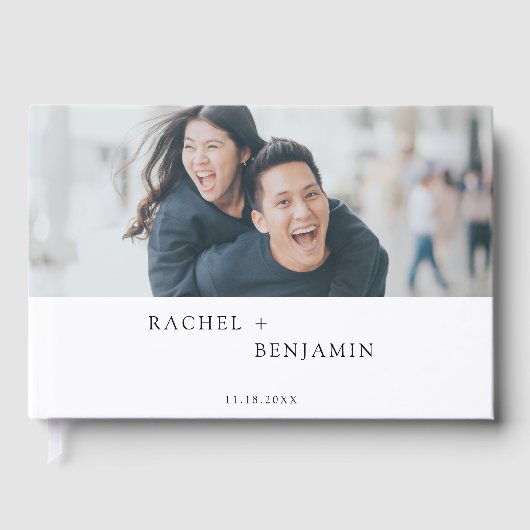 ミニマルな結婚式 カスタム フォト シンプル モダン ゲストブック (正面)