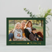 ミニマルな緑と金ゴールド感謝祭2枚の写真 箔シーズンカード (立ち正面)