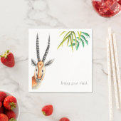 ミニマルな緑のアフリカアンテロープ スタンダードカクテルナプキン (インサイチュ)