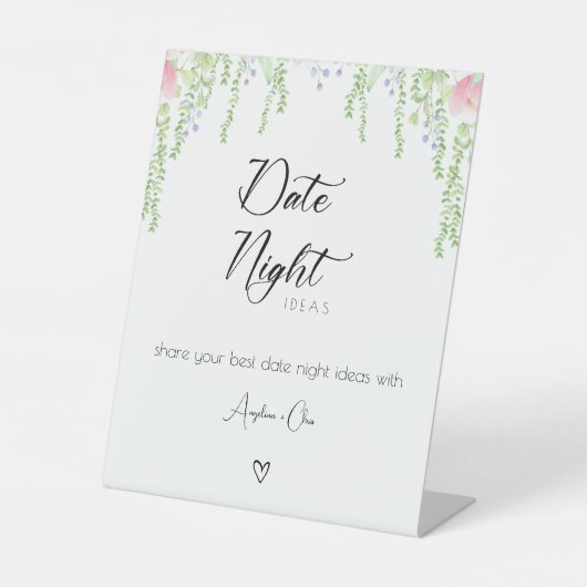 ミニマルな緑のデートの夜のアイディアサイン 台座サイン (正面)