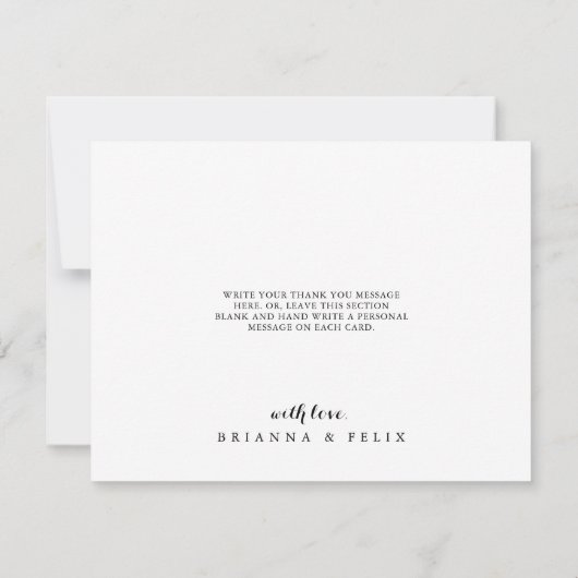 ミニマルな緑のユーカリプタスフラット結婚ズ サンキューカード (裏面)