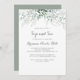 ミニマルな緑のユーカリ園区と見る 招待状