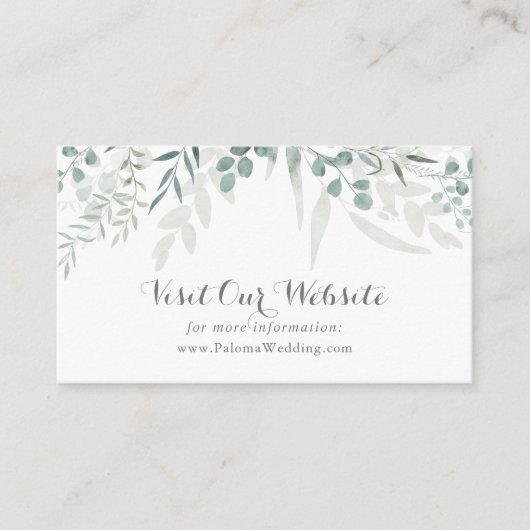 ミニマルな緑のユーカリ結婚のウェブサイト エンクロージャーカード (正面)