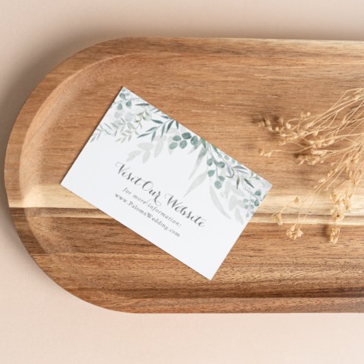 ミニマルな緑のユーカリ結婚のウェブサイト エンクロージャーカード
