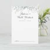 ミニマルな緑のユーカリ結婚の願い アドバイスカード (スタンド正面)