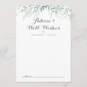 ミニマルな緑のユーカリ結婚の願い アドバイスカード (正面)