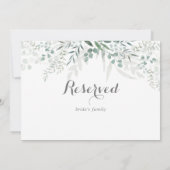ミニマルな緑のユーカリ結婚プスの予約サイン (裏面)
