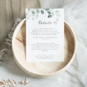 ミニマルな緑のユーカリ結婚プス詳細 エンクロージャーカード