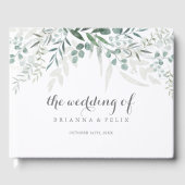 ミニマルな緑のユーカリ結婚プス ゲストブック (正面)