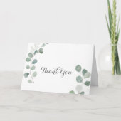 ミニマルな緑のユーカリ結婚プス サンキューカード (正面)