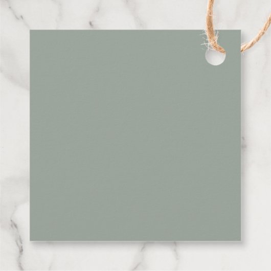 ミニマルな緑のユーカリ結婚プス フェイバータグ (裏面)