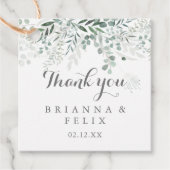 ミニマルな緑のユーカリ結婚プス フェイバータグ (正面)