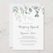 ミニマルな緑のユーカリ結婚ルズブランチ 招待状 (正面)