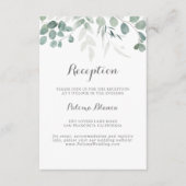 ミニマルな緑のユーカリ結婚式レセプション エンクロージャーカード (正面)