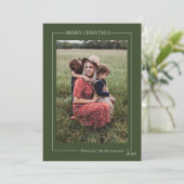 ミニマルな緑の家族写真 シーズンカード (スタンド正面)