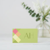 ミニマルな緑の正方形及びモノグラム 名刺 (スタンド正面)