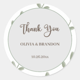 ミニマルな緑の水の色の結婚葉 ラウンドシール