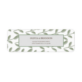 ミニマルな緑の水の色の結婚葉 ラベル