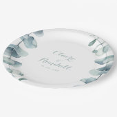 ミニマルな緑の白結婚の紙プレート ペーパープレート (アングル)