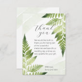 ミニマルな緑の結婚シダのサンキューカード サンキューカード (正面/裏面)