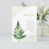 ミニマルな緑の結婚シダのサンキューカード サンキューカード (スタンド正面)