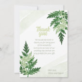 ミニマルな緑の結婚シダのサンキューカード サンキューカード (正面)