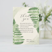 ミニマルな緑の結婚シダのサンキューカード サンキューカード (スタンド正面)