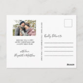 ミニマルな緑の金ゴールド4フォトコラージクリスマス ポストカード (裏面)