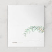 ミニマルな緑結婚の葉のテーブル プレイスカード (外部開封)