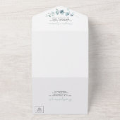 ミニマルな緑結婚の葉 オールインワン招待状 (外側)