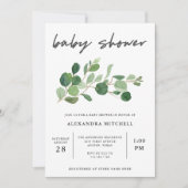 ミニマルな緑 |赤ちゃんシャワー 招待状 (正面)