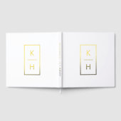 ミニマルな縦モノグラム名と結婚日 ゲストブック (全面)