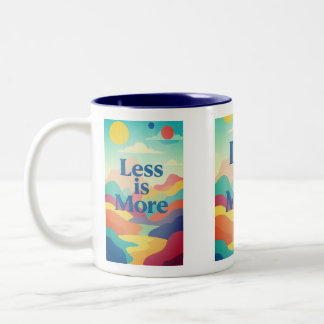 ミニマルな美意識の引用文プリント – 「Less is More」 ツートーンマグカップ