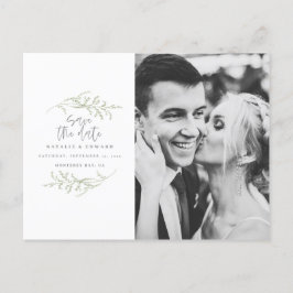 ミニマルな群葉 + 原稿の文字の保存日付 案内ポストカード