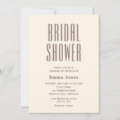 ミニマルな背の高いサンセリフのベージュブライダルシャワー 招待状 (正面)