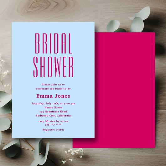 ミニマルな背の高いサンセリフブライダルシャワー 招待状