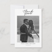 ミニマルな脚本のカップル結婚の写真 サンキューカード (正面)