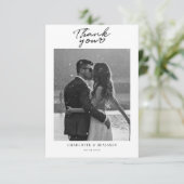 ミニマルな脚本のカップル結婚の写真 サンキューカード (スタンド正面)