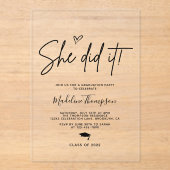 ミニマルな脚本ハート彼女はそれを卒業した アクリル招待状 (正面)