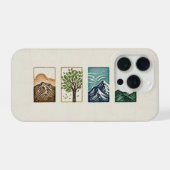 ミニマルな自然セット - 山と木の芸術 iPhoneケース (裏面横)