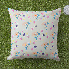 ミニマルな花とハート模様 アウトドアクッション
