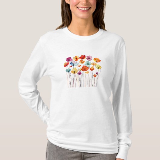 ミニマルな花と茎 Tシャツ (正面)