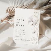 ミニマルな花と金ゴールドは日付を保存 招待状