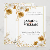 ✨ ミニマルな花のウェディング招待状 💐💍 招待状 (正面/裏面)